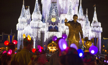 Walt and Mickey watch over Magic Kingdom in the "Partners" statue. (Photo: Gene Duncan/Walt Disney World News)