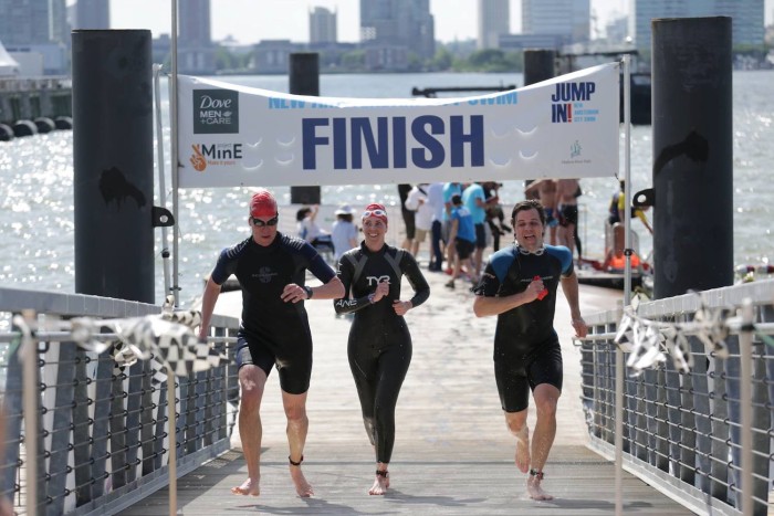 Jumping in the Hudson at New Amsterdam City Swim